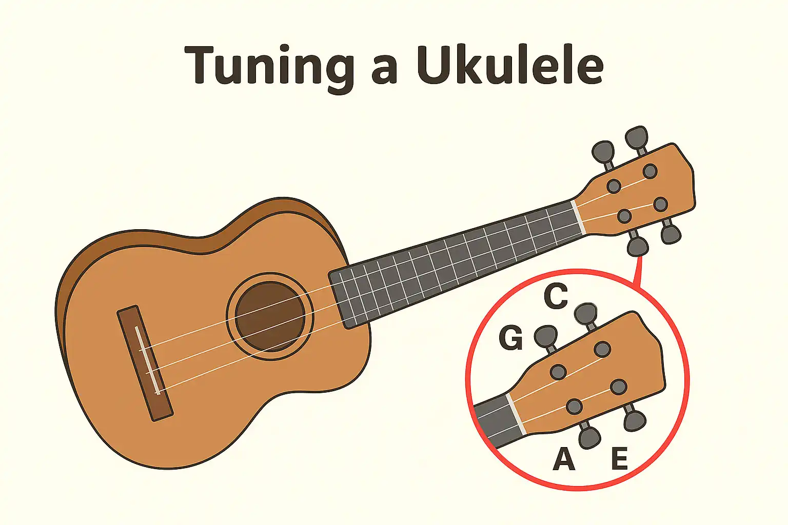 Child’s hand pressing a C chord on a ukulele – beginner ukulele for children